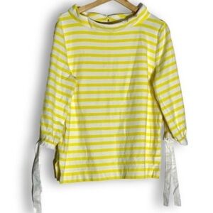 Talbots Yellow/White Striped Boatneck Strappy Sleeve Blouse